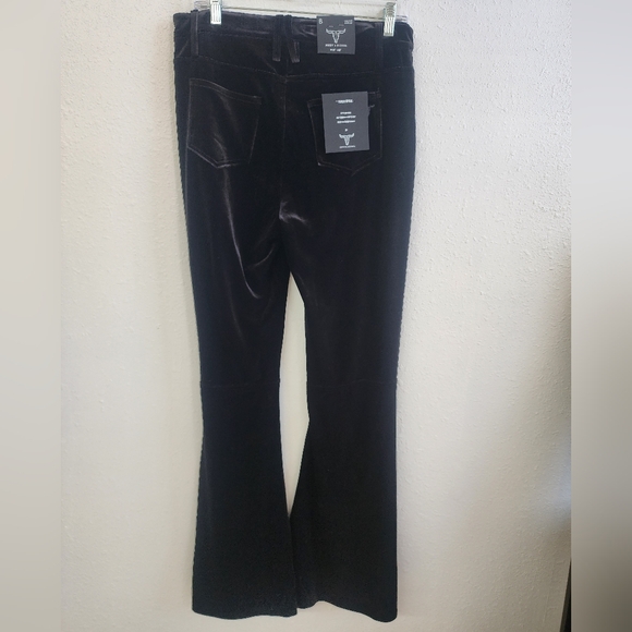 Lucky & Blessed NWT Black Velvet High Rise Flare Jeans Size 8 - Picture 4 of 7